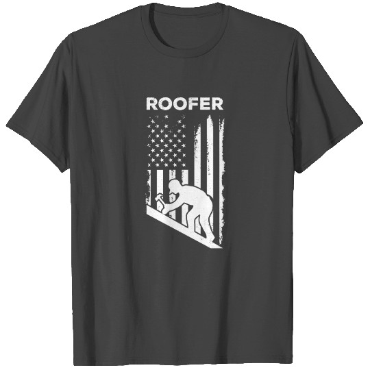 Roofer America Flag Roofing Roof Worker Roofer T Shirts