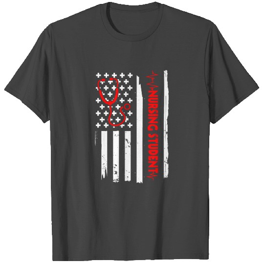 USA Flag Nursing Student America School T Shirts