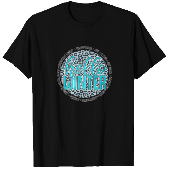 Hello Winter Blue Round Christmas Xmas Holiday T Shirts