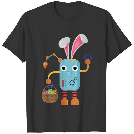 Easter Bunny Robot Eggs Hunting Basket Rabbit T Shirts