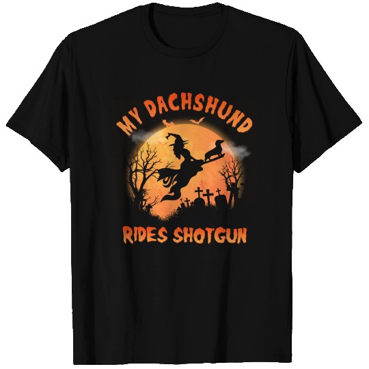 My Dachshund Rides Shotgun Funny Dog Lover T Shirts