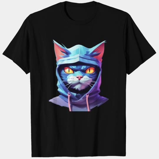 Bold Pastel Prowler: Ninja Cat's Sublime Ferocity T Shirts