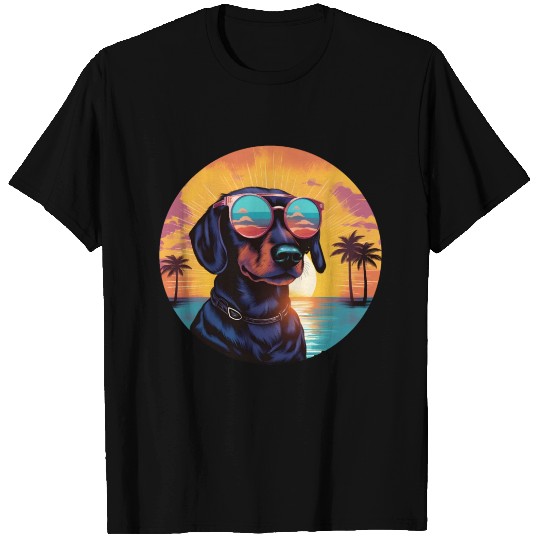 Sunset Serenity: Vintage Dachshund Silhouette T Shirts