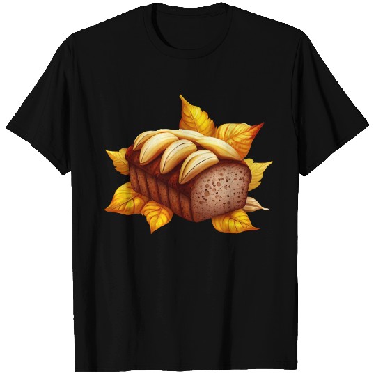 autumnal Banana Bread with Falling Leaves T Shirts