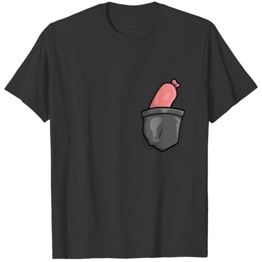 Fake Chest Breast Pocket Bag Hotdog Sausage Weiner T Shirts