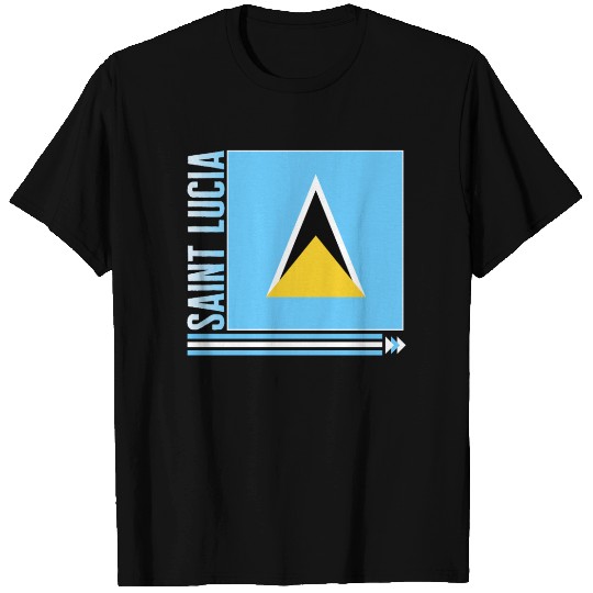 Caribbean T Shirts, Saint Lucia Flag Design T Shirts,
