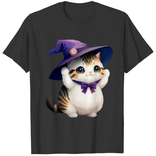 Cute Watercolor Witch Cat T Shirts