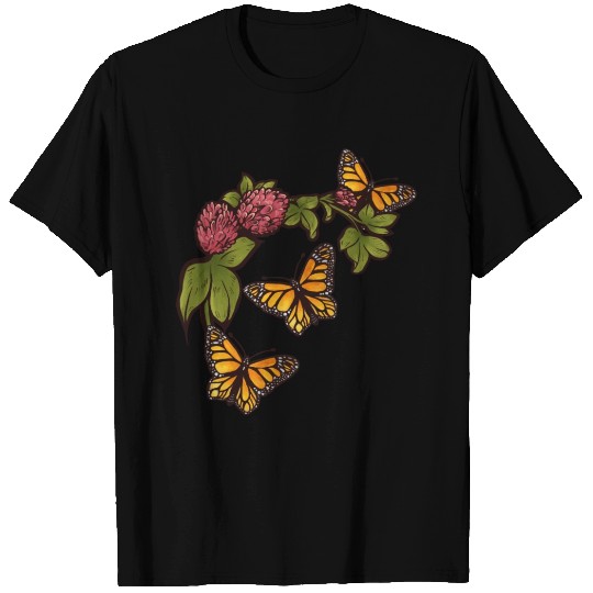 Red Clover Monarch Butterflies T Shirts