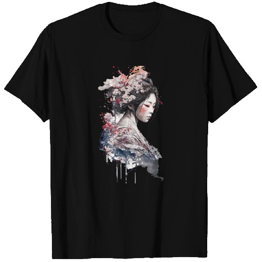 Aesthetic Japanese Art Geisha With Rose T Shirts