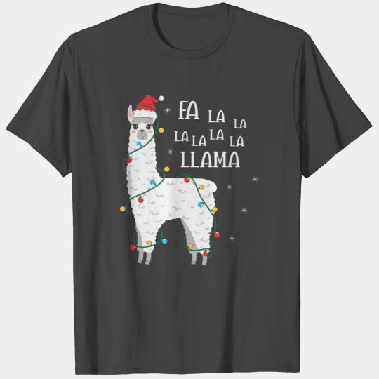 Fa La La La Llama Christmas Tree Funny Llama Santa T Shirts