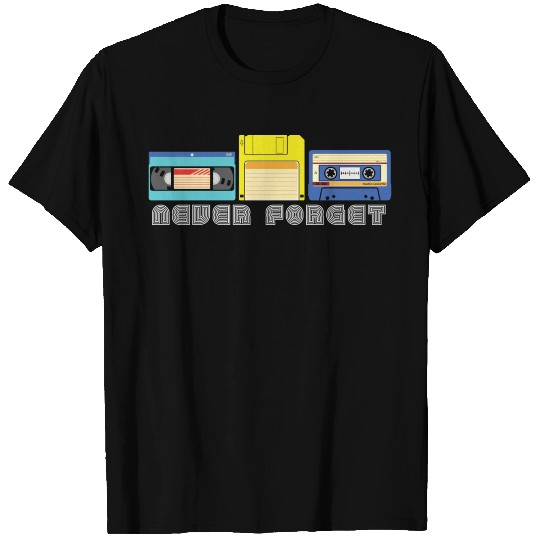 Vintage Never Forget Vhs Tape Floppy Disk Cassette T Shirts