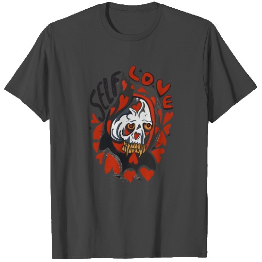 Embrace Self Love: Red Skull Hearts T Shirts