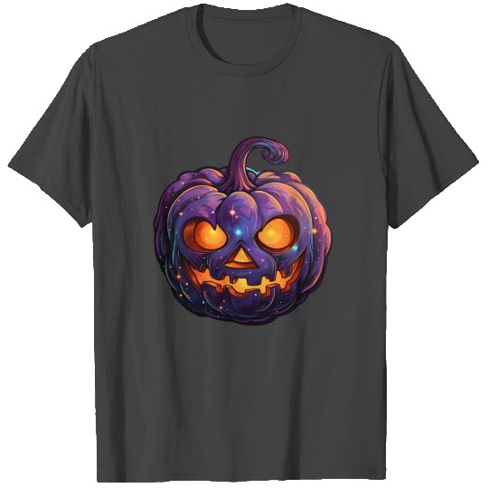 Galactic Purple Jack-O'-Lantern Halloween Pumpkin T Shirts