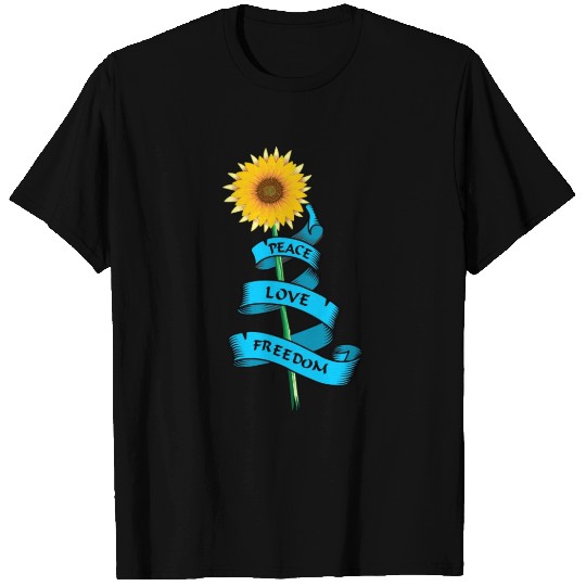 Sunflower Peace love freedom T Shirts