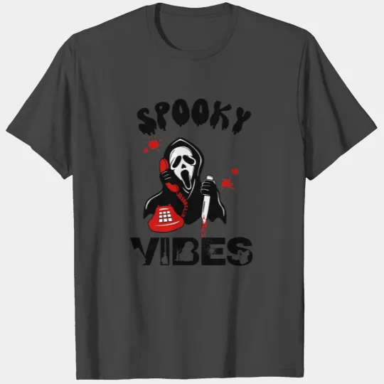 Halloween Spooky Vibes Scream Ghost on Phone T Shirts