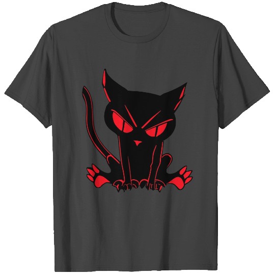 Devil Cat - Black and Red Vector T Shirts