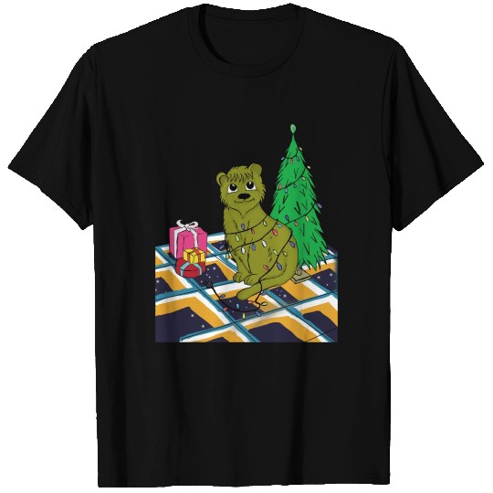 Cat Christmas Light T Shirts Funny Cat Lover