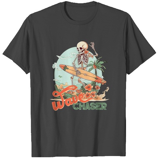 Retro surfing skeleton T Shirts