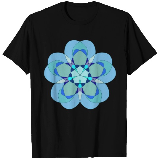 Geometric Blue Snowflake T Shirts