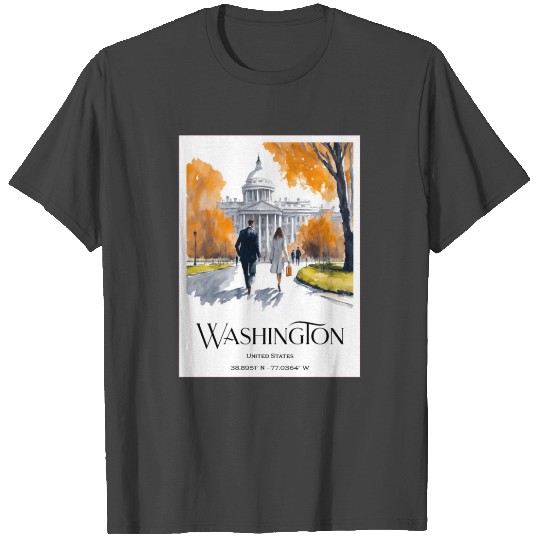 Watercolor painting loving couple in Washington DC T Shirts