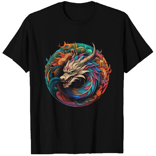 Logo dragon pattern circle pentel color 2 T Shirts