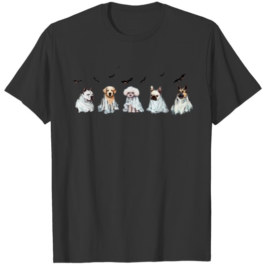 Halloween Dog Pitbull Golden Poodle Bulldog Ghost T Shirts