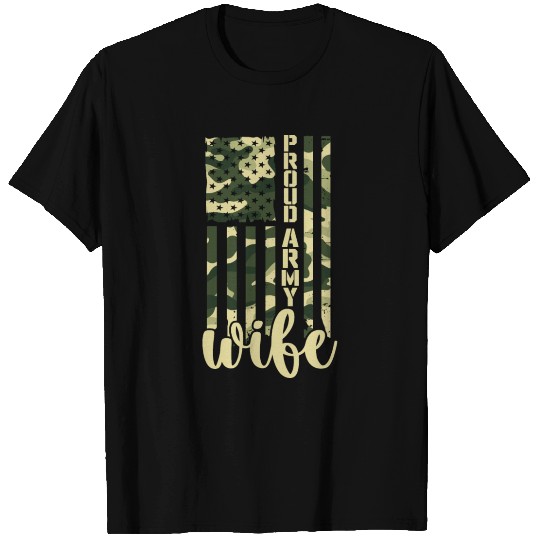 Proud Army Wife American Soldier US Flag Military T Shirts