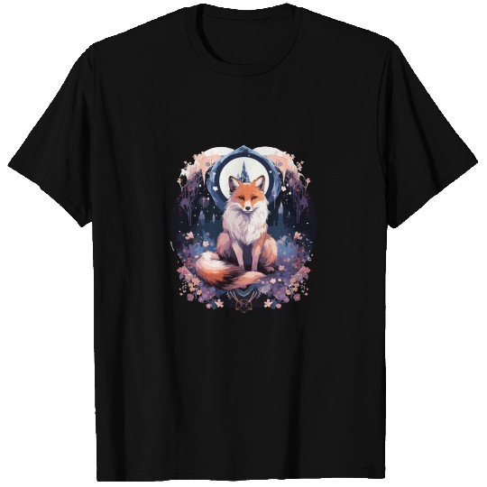 Celestial moon flower fox sitting tall T Shirts