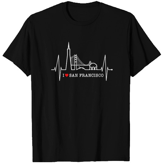 San Francisco Skyline Heartbeat California Lover T Shirts
