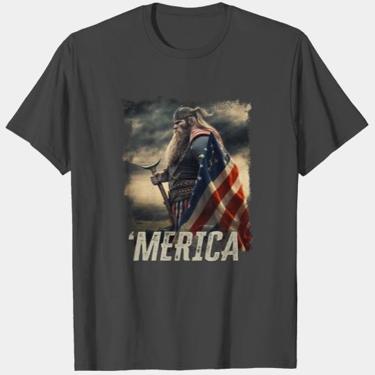 Merica Viking Heroic Pose Army Veteran Soldier T Shirts
