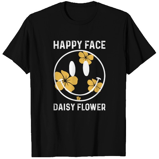 Happy Face Daisy Flower T Shirts
