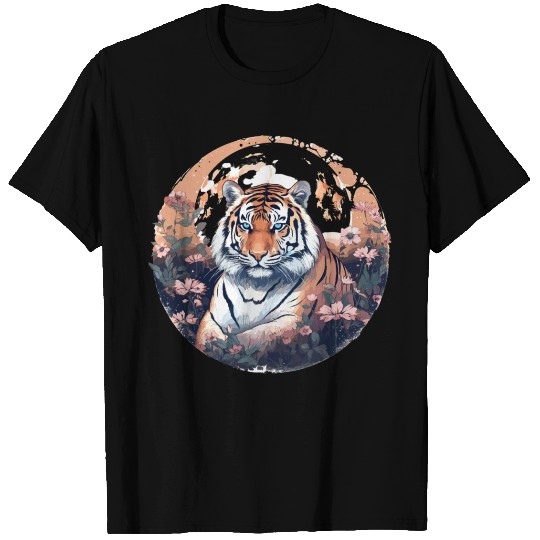 Celestial moon flower tiger sitting tall T Shirts