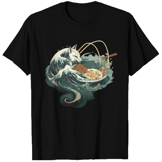 The Great Kitsune Wave - Ramen Noodles T Shirts