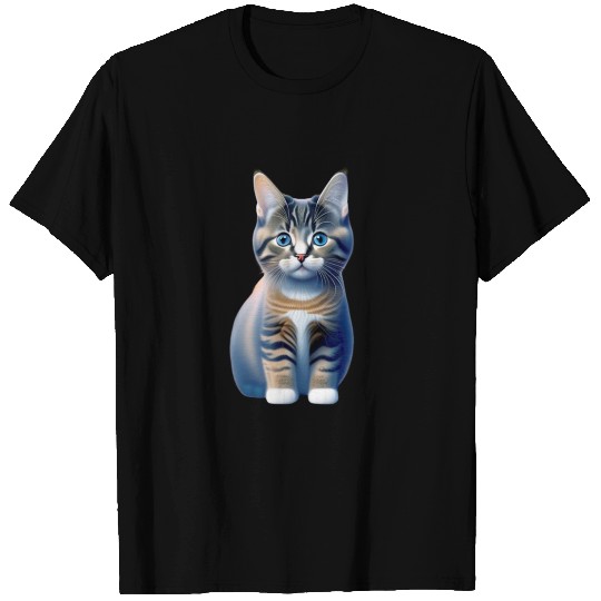 3D cute fluffy adorable gray kitten T Shirts