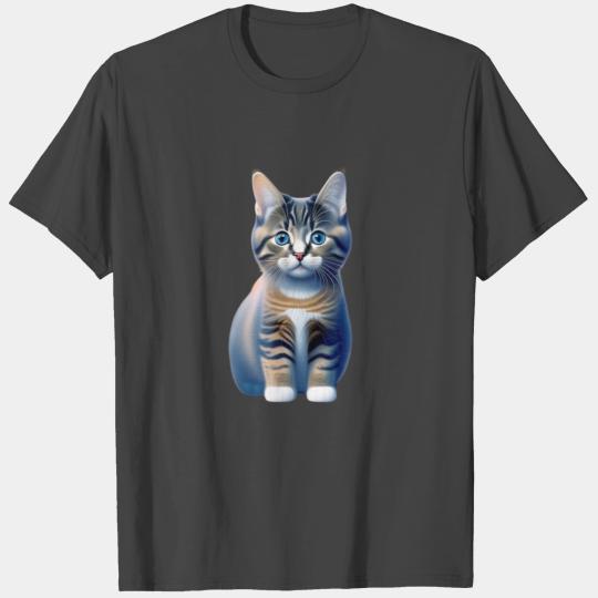 3D cute fluffy adorable gray kitten T Shirts
