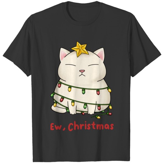 Ew Christmas Cute White Cat Christmas Tree T Shirts