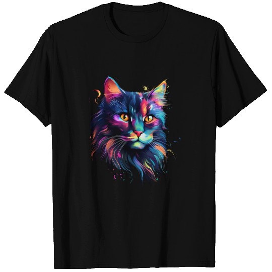 Cat Face MaineCoon Cat In Color T Shirts