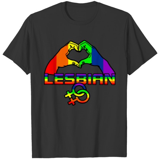 Hands with heart in rainbow colors lesbian pride l T Shirts