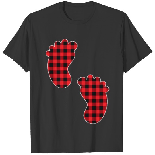 Baby Feet Red Plaid Buffalo Gift Christmas T Shirts