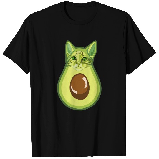 Green Kawaii Avocado Kitty Cat T Shirts