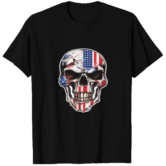 Skulls Skull America Flag Totenkopf Bones T Shirts