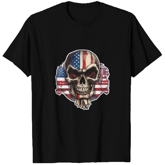 Skulls Skull America Flag Totenkopf Bones T Shirts