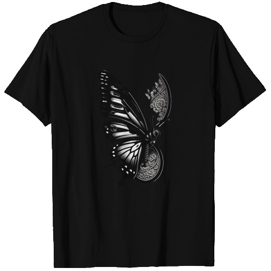 Butterfly-skull design T Shirts