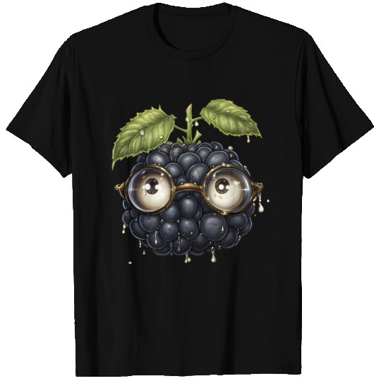 Cute Blackberry Fruit FaceWith Glasses T Shirts