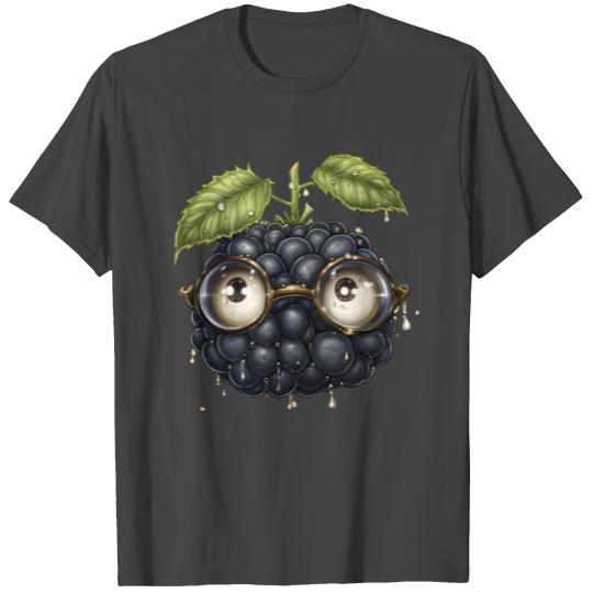 Cute Blackberry Fruit FaceWith Glasses T Shirts