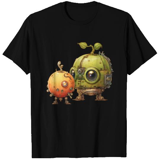 Steampunk Peach and Green Apple T Shirts