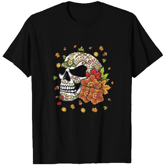 Fall Vibes Autumn Pumpkin Muertos Day Of Dead T Shirts