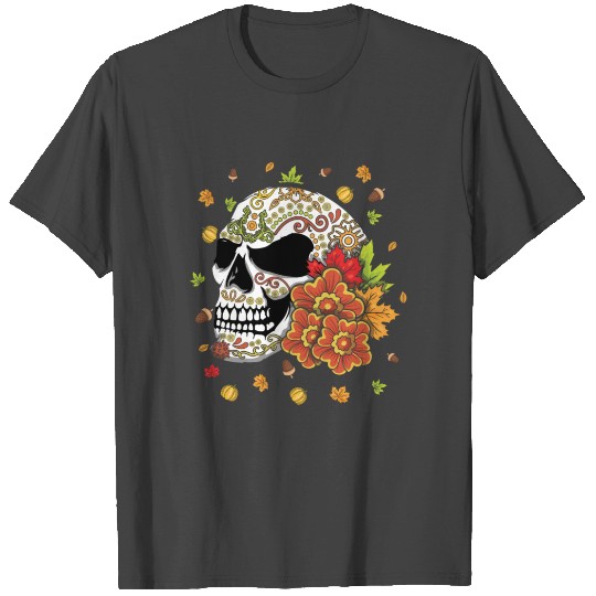 Fall Vibes Autumn Pumpkin Muertos Day Of Dead T Shirts