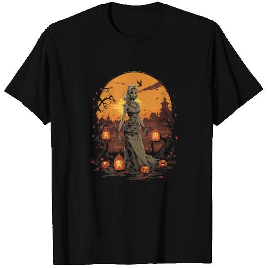 Spooky Zombie Girl Trick or Ghoul Halloween Queen T Shirts