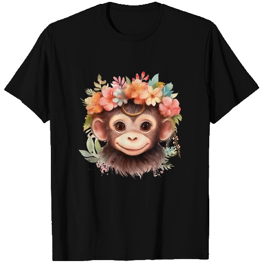 Monkey Chimpanzee Jungle Animal Boho Floral Ape T Shirts